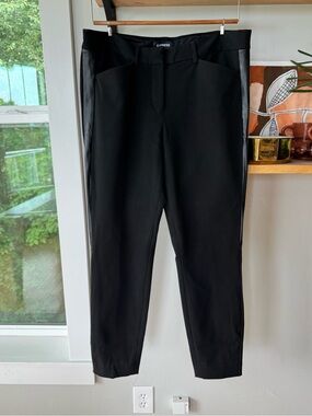 Express Black Tuxedo Stripe Skinny Mid Rise Pants Size 12